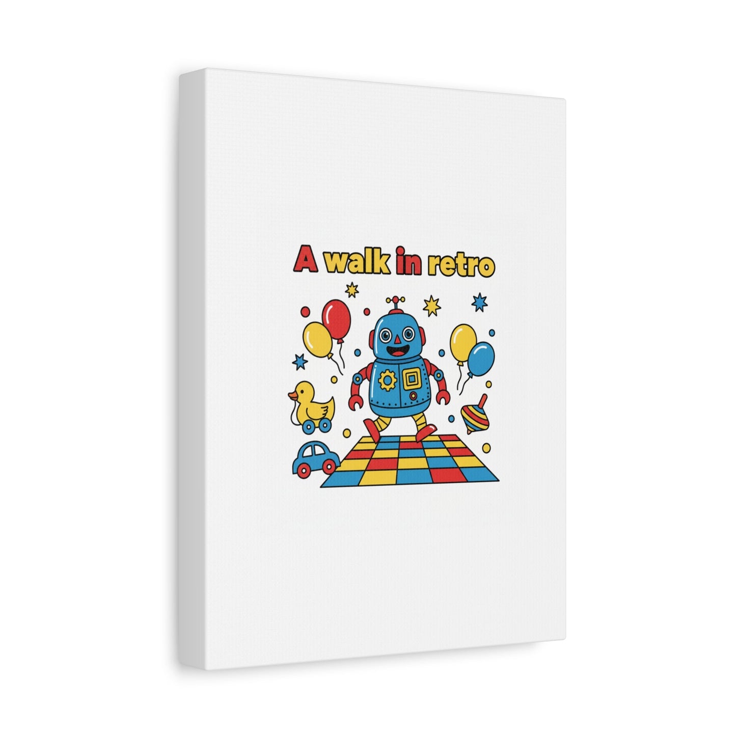 Retro Toy Robot Canvas | Throwback Kid, Primary Color Nostalgia