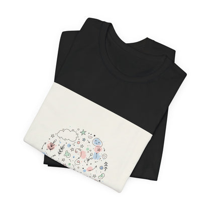 Botanical Doodle Circle Tee | hand drawn line drawing, sketch pattern