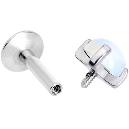 16G 1/4 White Opalite Internally Threaded Labret Monroe Tragus