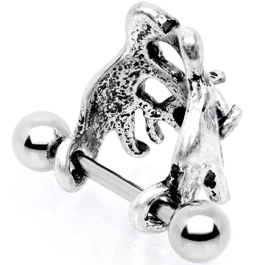16G 3/8 Clear CZ Gem Prehistoric Dinosaur Heart Cartilage Cuff