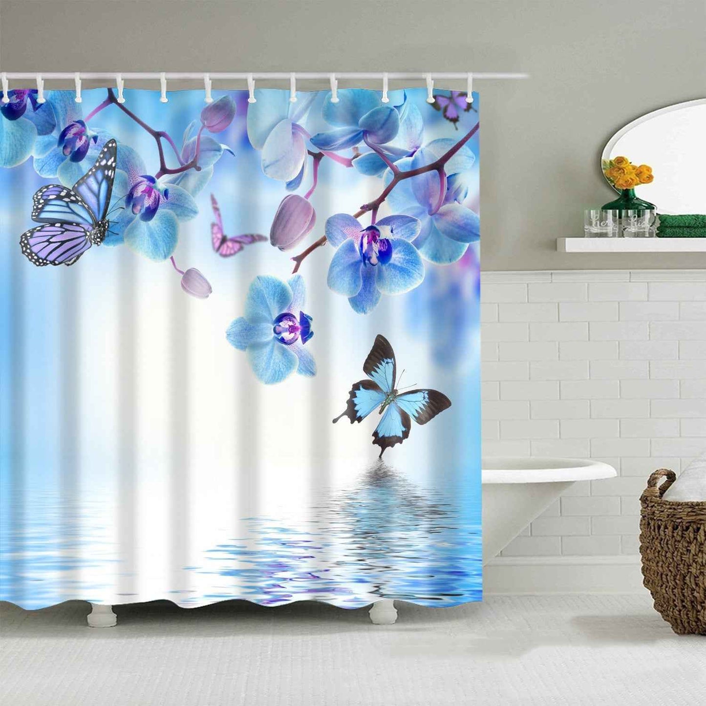 Nordic Fashionable Butterfly Shower Curtain Suit