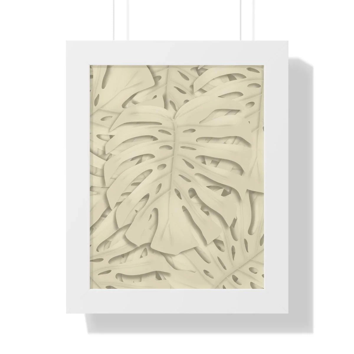 Beige Monstera Framed Print – Botanical Wall Art
