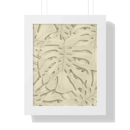 Beige Monstera Framed Print – Botanical Wall Art