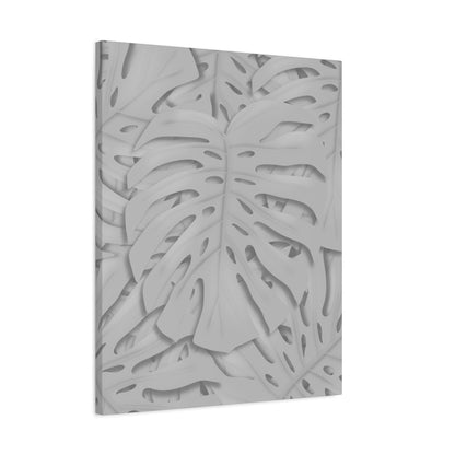 Soft Grey Monstera Canvas Print – Botanical Wall Art