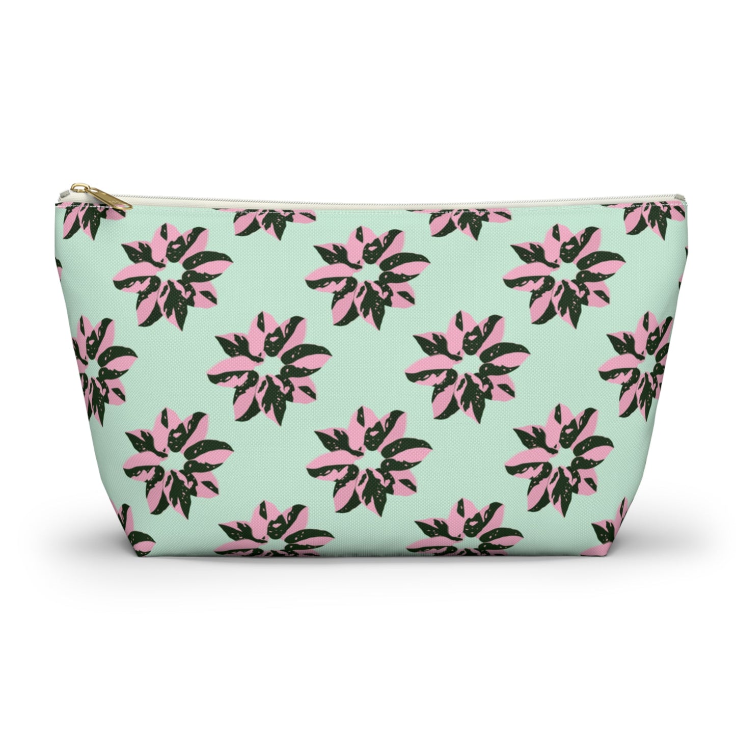 Pink Princess Philodendron Pattern Accessory Pouch – Makeup Bag With T-Bottom