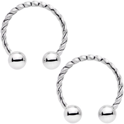 14G 1/2 9/16 Blue Seashell Twisted Horseshoe Nipple Jewelry Set