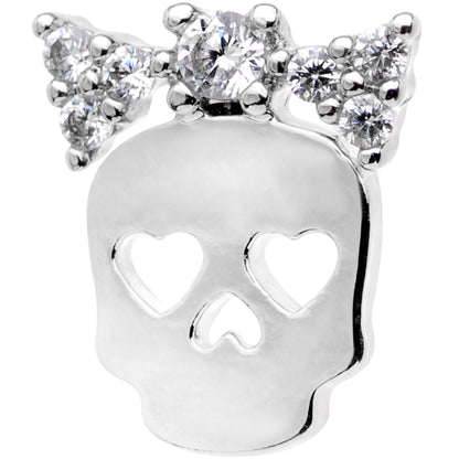 16G 5/16 Clear Gem Halloween Skull Bow Cartilage Tragus Earring