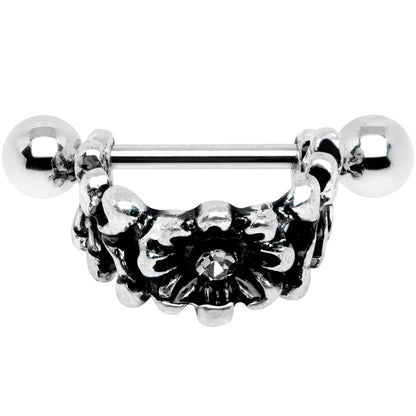 16G 3/8 Clear Gem Floral Wreath Cuff Cartilage Earring