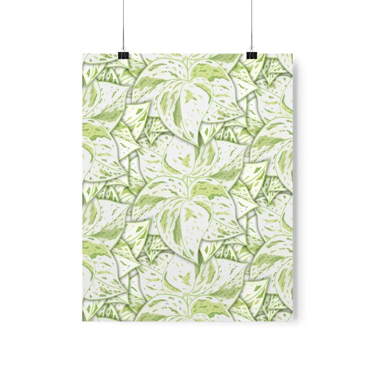 Snow Queen Pothos Pattern Botanical Print – Unframed Wall Art