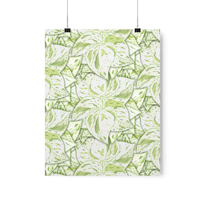 Snow Queen Pothos Pattern Botanical Print – Unframed Wall Art