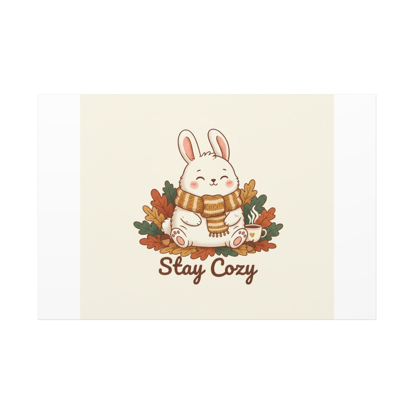 Cozy Bunny Illustration Canvas | Cute Critter Winter Forest Art