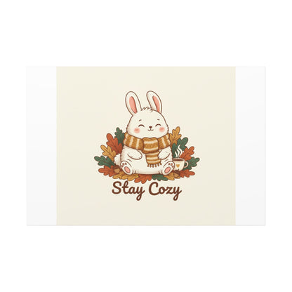 Cozy Bunny Illustration Canvas | Cute Critter Winter Forest Art