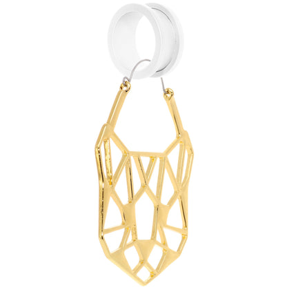 Gold Tone Geometric Cut Out Cat Panther Tunnel Plug Earrings