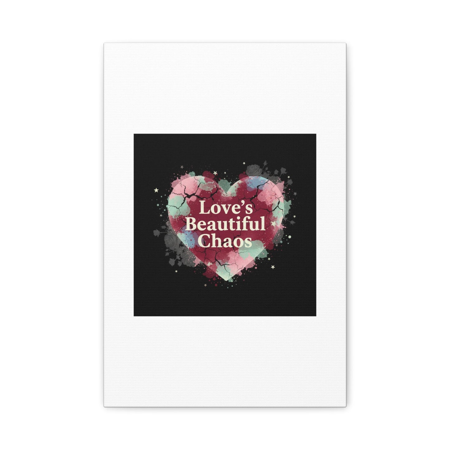 Love's Beautiful Chaos Canvas Print | Soft Grunge Hearts, Distressed Heart Art