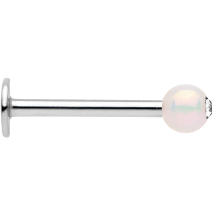 16G 3/8 Clear Gem White Pearlescent Labret Monroe Tragus