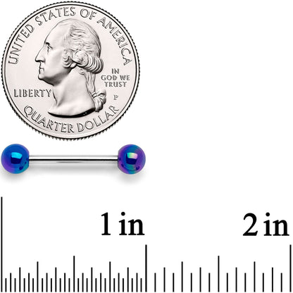 14G 9/16 Blue Pearlescent Acrylic Barbell Nipple Ring Set