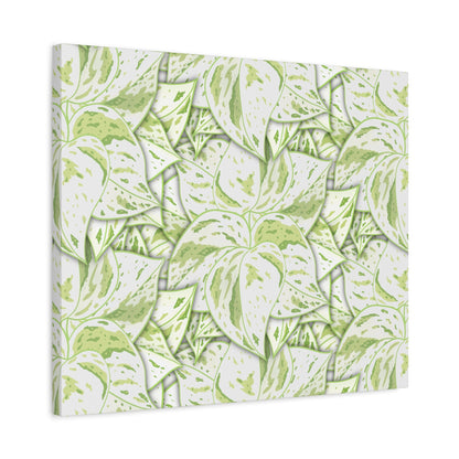 Snow Queen Pothos Pattern Canvas Print – Botanical Wall Art