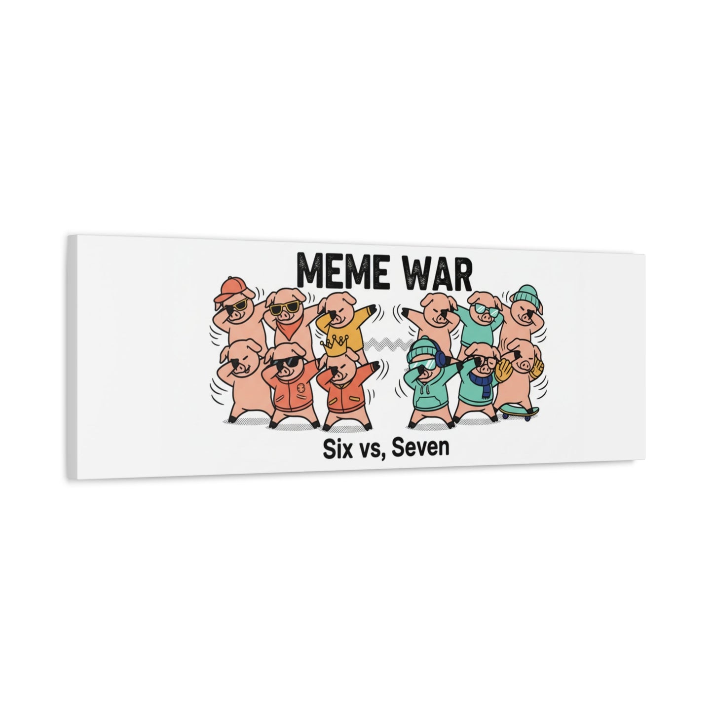 Meme War: Six vs. Seven Canvas Wall Art