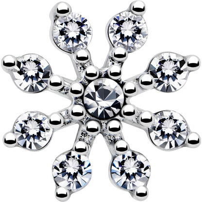 20G 1/4 Clear CZ Gem Flower L Shaped Nose Ring