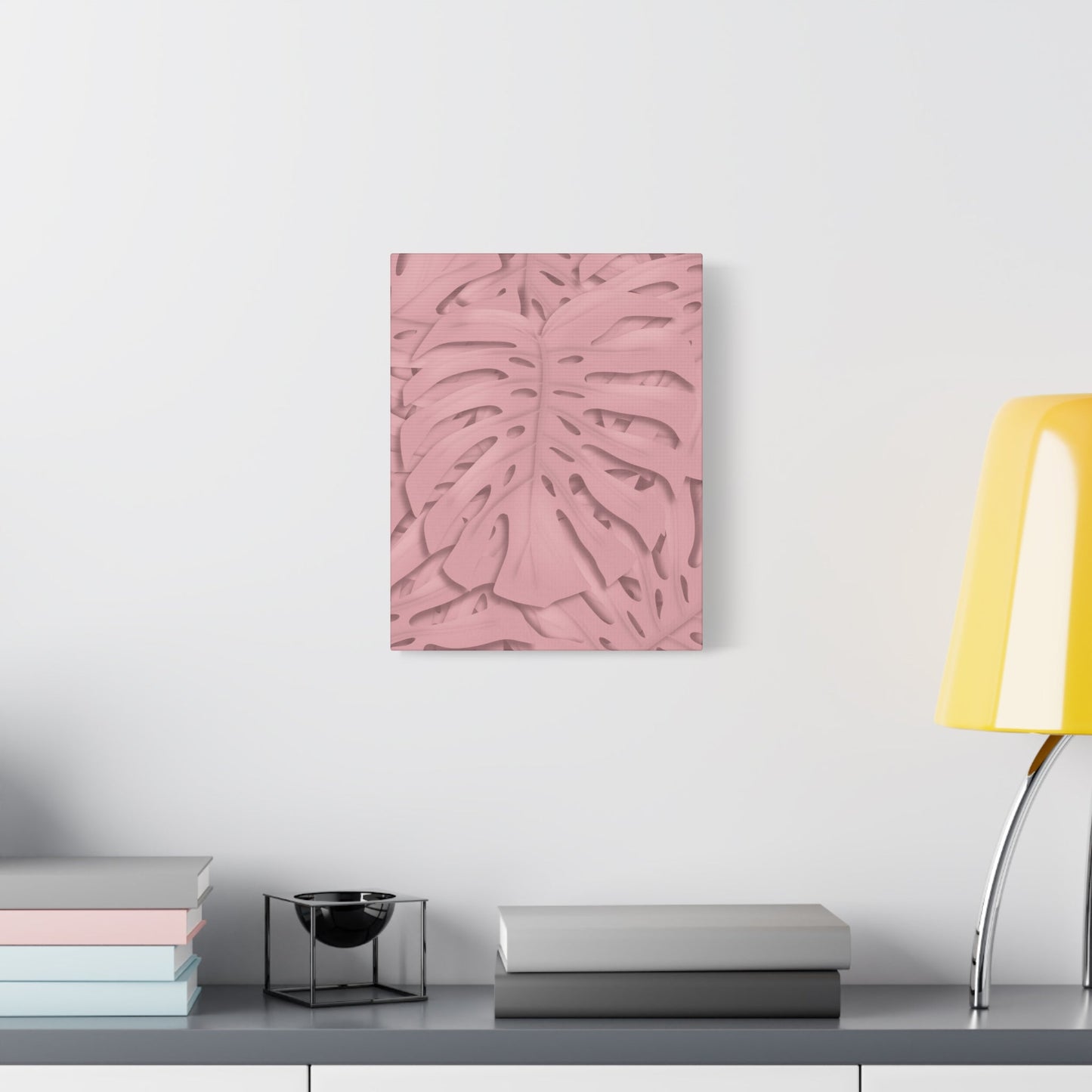 Soft Pink Monstera Canvas Print – Botanical Wall Art
