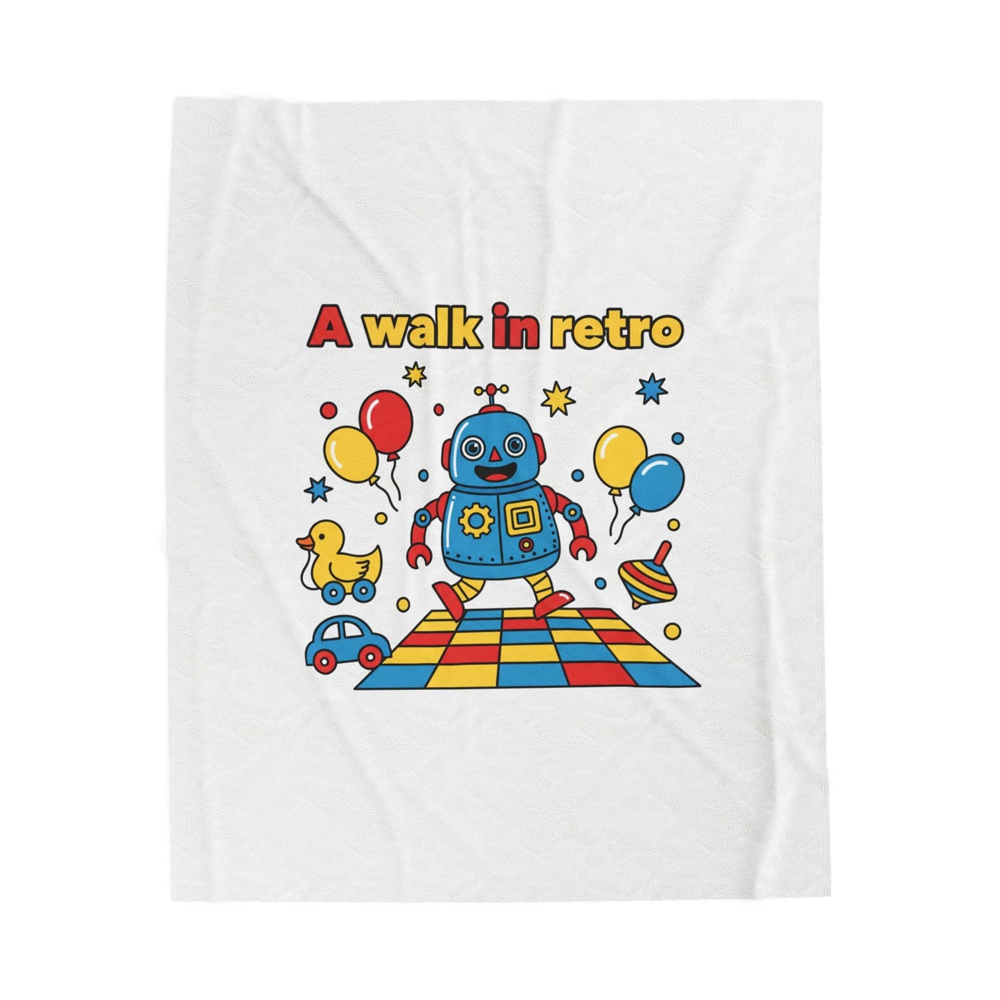Retro Toy Robot Plush Blanket | Throwback Kid primary color nostalgia