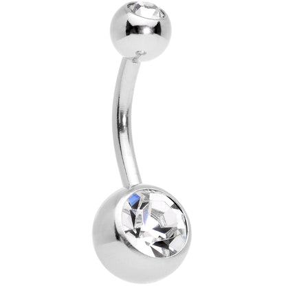 Clear Gem Red Holiday Gift Ornament Belly Ring Set of 4