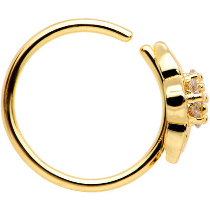 20G 5/16 Clear CZ Gem Gold Tone Emblem Seamless Circular Ring