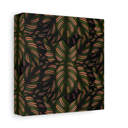 Calathea Pinstripe Pattern Canvas Print – Botanical Wall Art