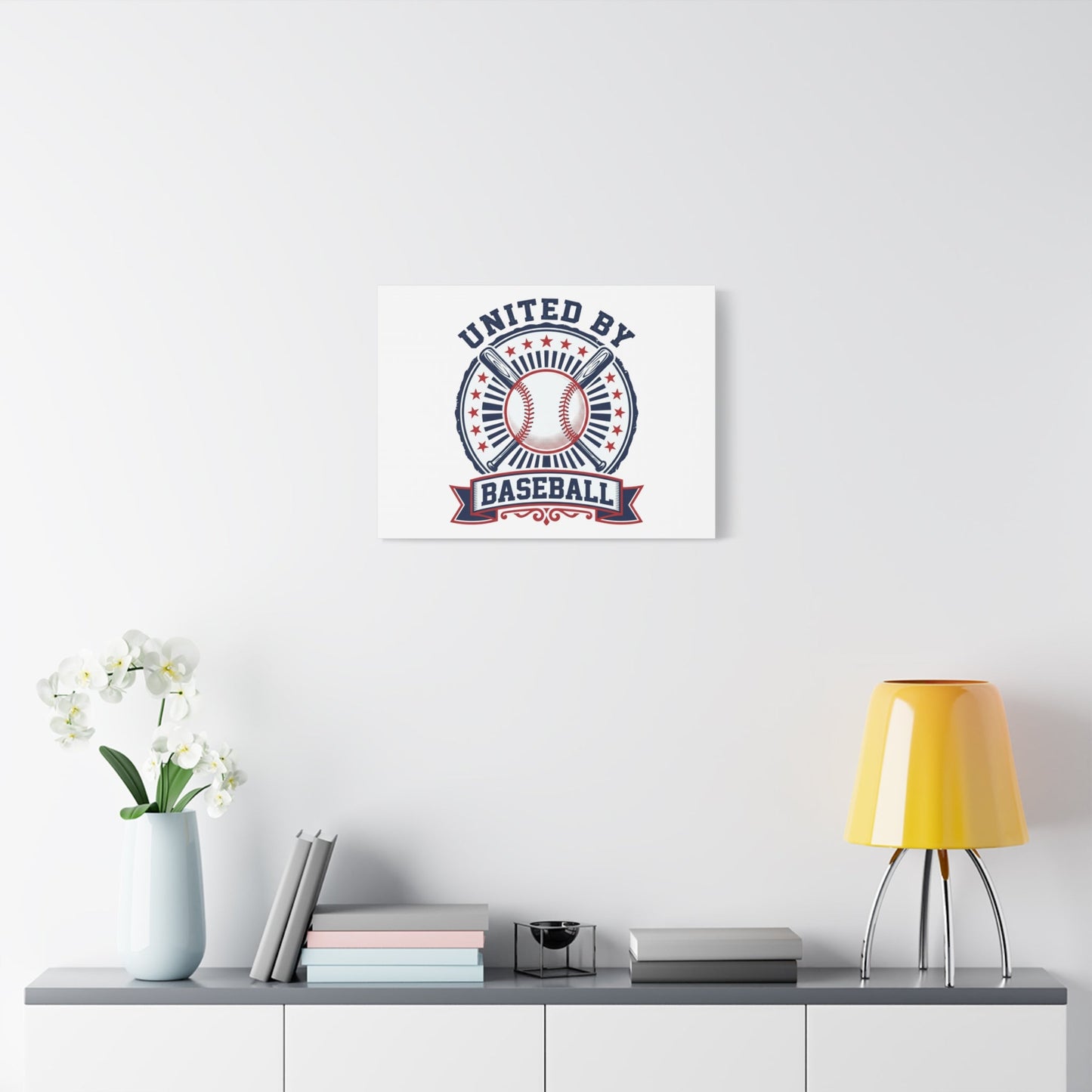 United by Baseball Canvas | Patriotic Baseball Graphic, Red White Blue Wall Art