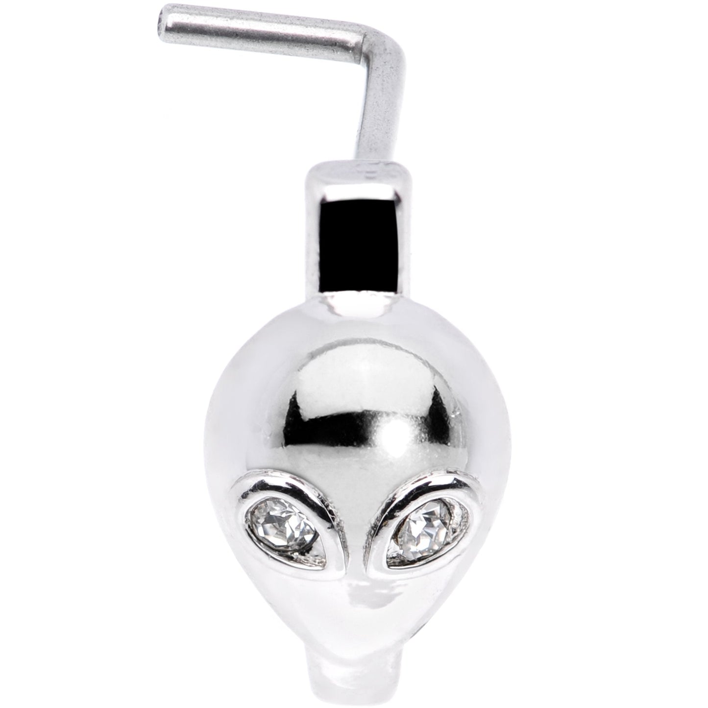 20G Clear Gem Alien Invader Faux Hoop L Shaped Nose Ring