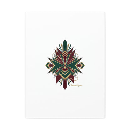Art Deco geometric brass print Canvas | Neo-Deco chrome & gold fan motif