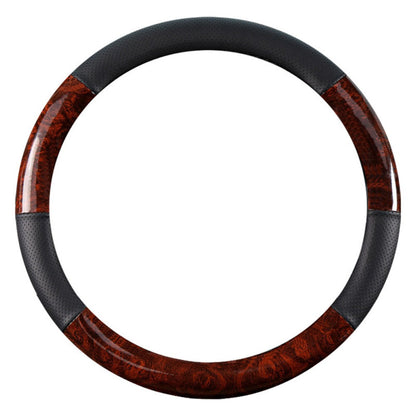 Non-Slip Steering Wheel Cover Compatible for - Breathable Imitation Wood with Red Wood Grain Pattern, Direct Fit Car Steering Grip (No Inner) - Interior Upgrade Wheel Cover