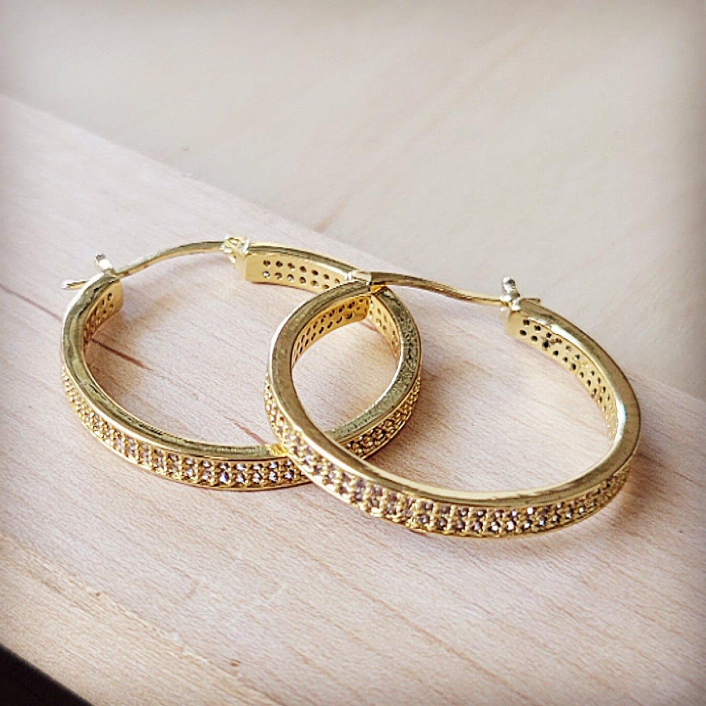 Dazzling Pave-Set Gold Hoop Earrings 219cl