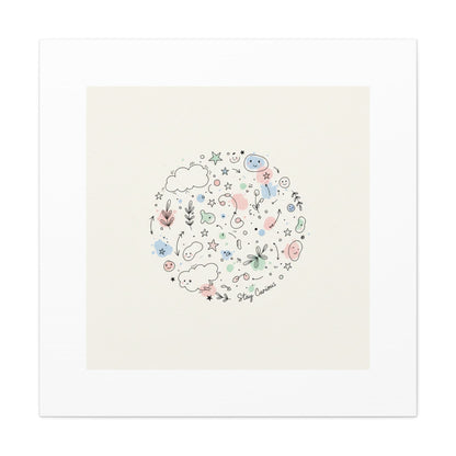 Doodle Circle Line Drawing Matte Canvas, Hand-Drawn Sketch Art