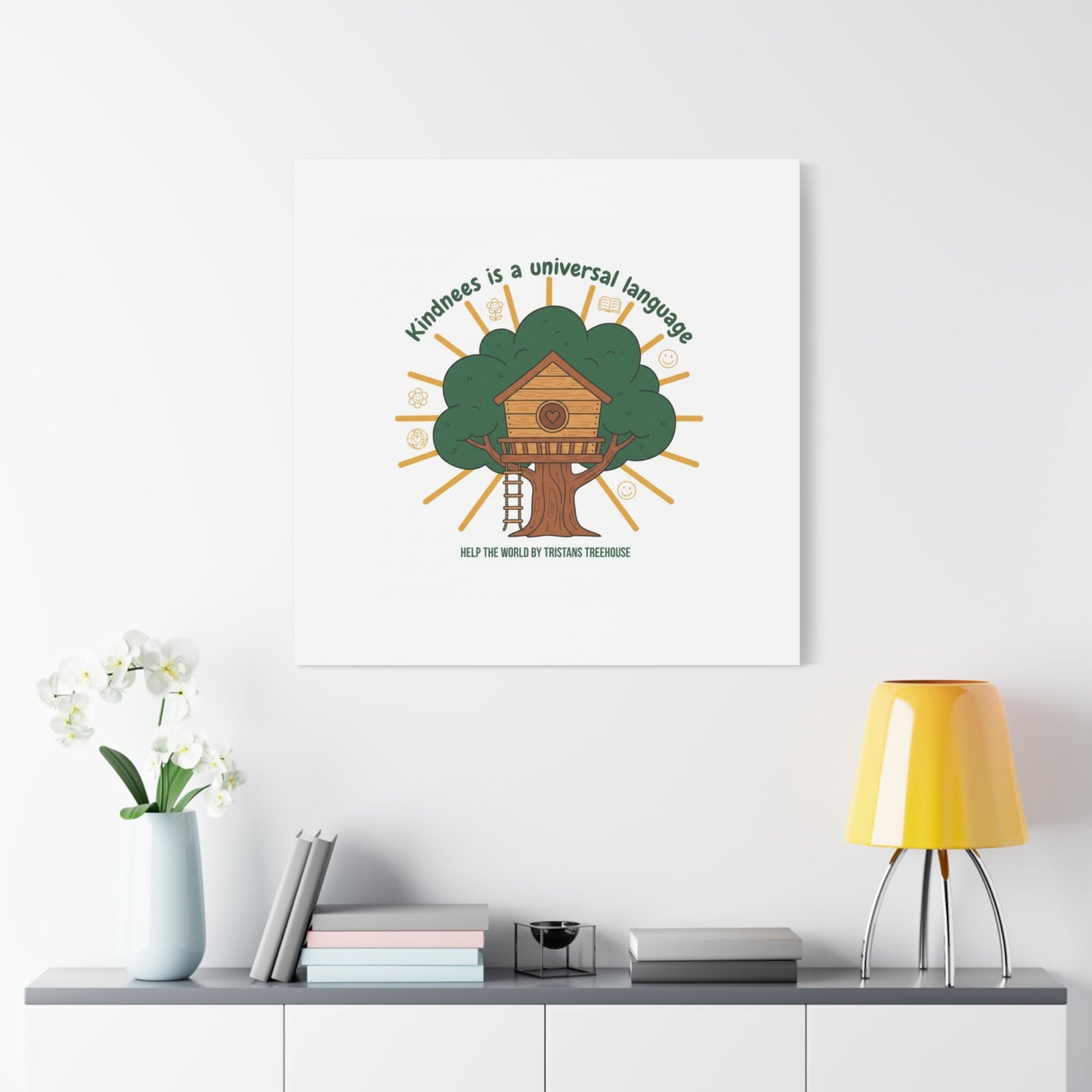 Kindness Is a Universal Language Canvas | Eco Humor, Treehouse Art
