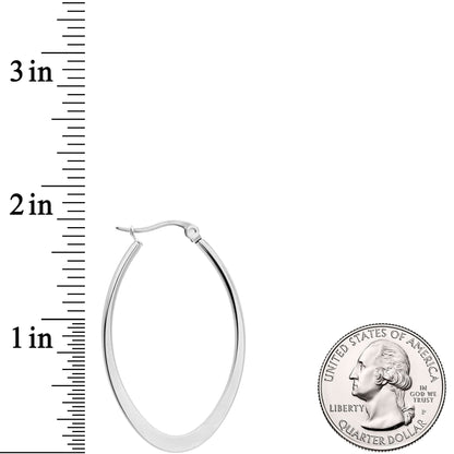 40mm Stainless Steel Oval Hoop Earrings