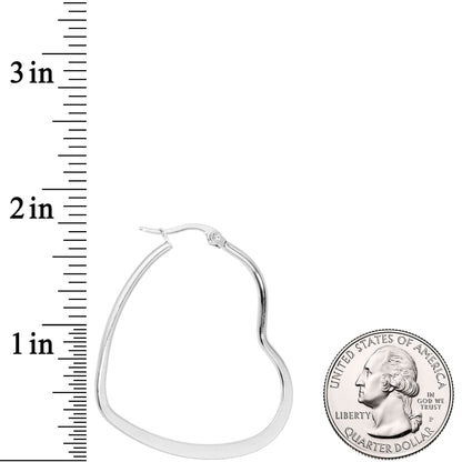 40mm Stainless Steel Heart Hoop Earrings