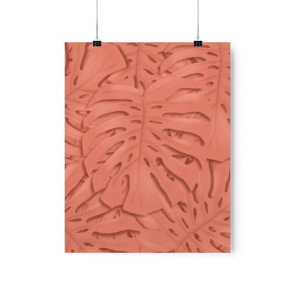 Coral Monstera Botanical Print – Unframed Wall Art