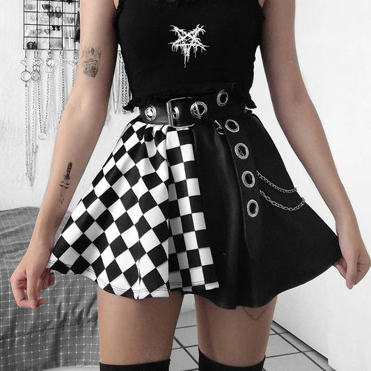 Skirt Gothic Plaid A Line Mini Skirts Harajuku Streetwear