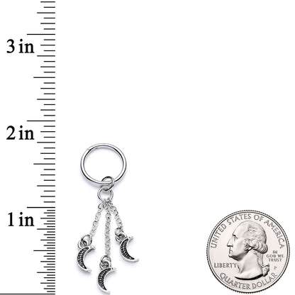 16G 3/8 Triple Crescent Moon Dangle Hinged Segment Ring