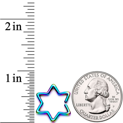 16G 5/16 Rainbow Hexagram Star of David Closure Ring