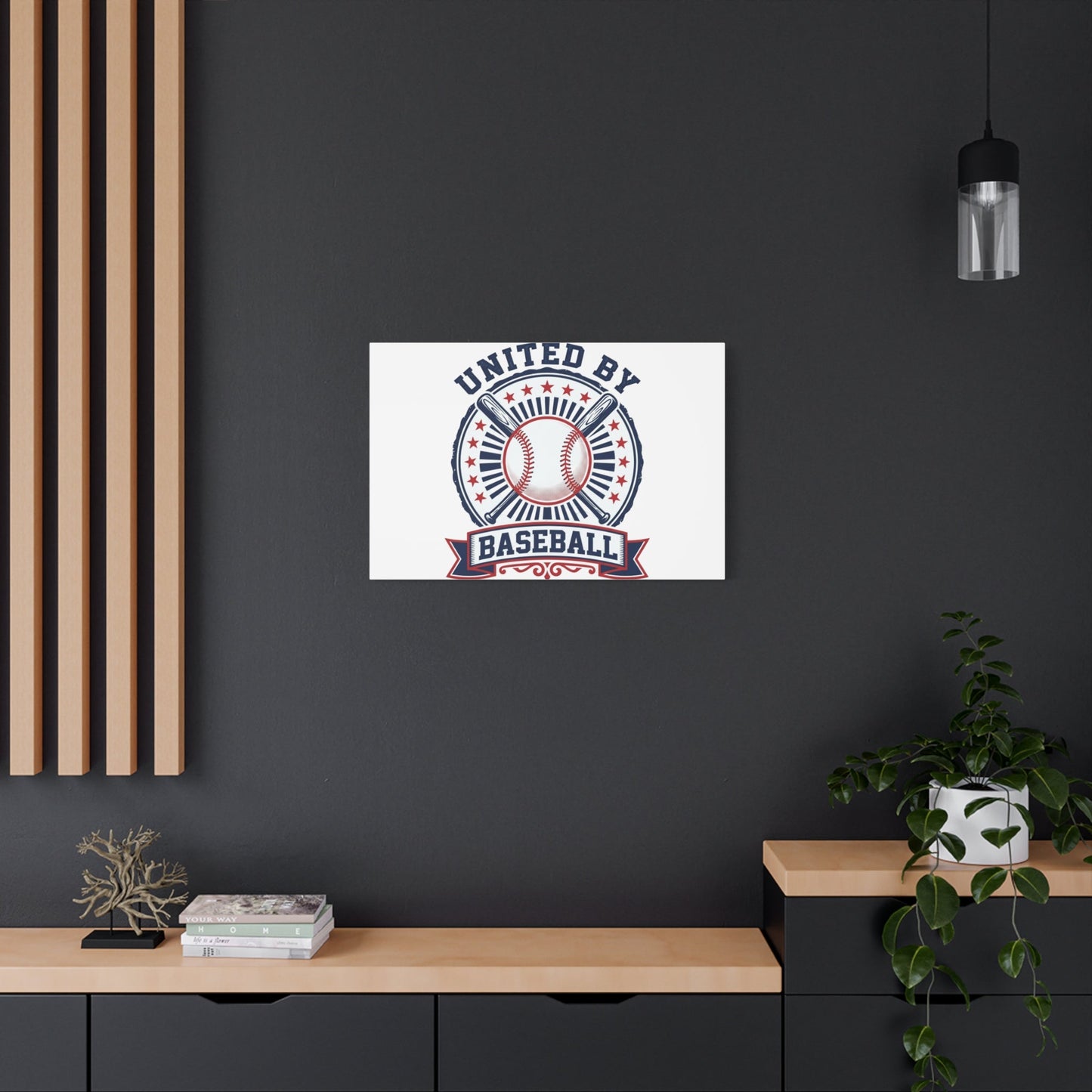 United by Baseball Canvas | Patriotic Baseball Graphic, Red White Blue Wall Art