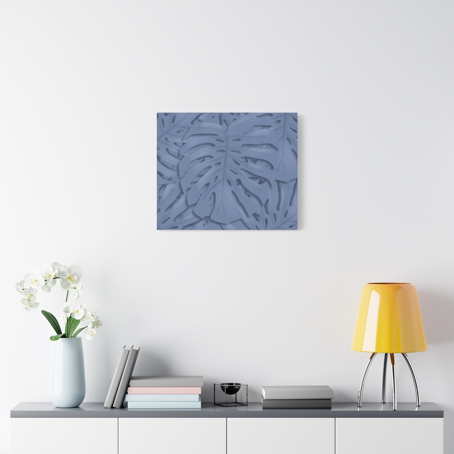 Blue Monstera Canvas Print – Botanical Wall Art