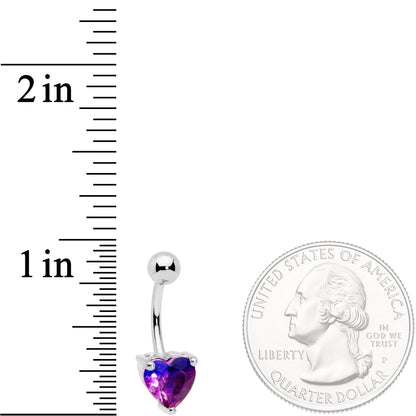Purple Blue Gem Faceted Valentines Day Heart Belly Ring