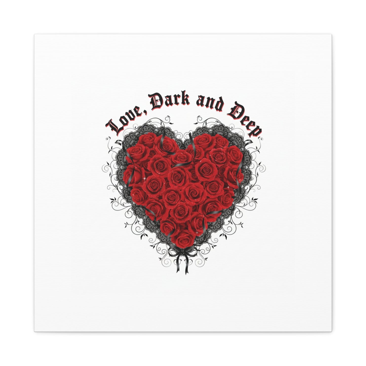 Love Dark and Deep Heart Canvas, Nu Romantic Gothic Romance, 80s Nostalgia