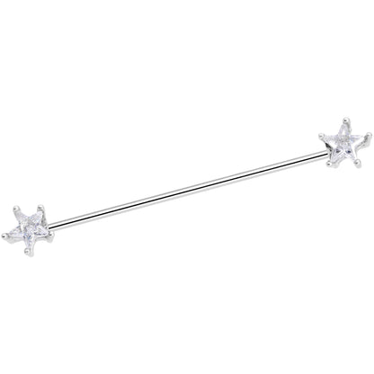 16G Clear Blue CZ Gem Stars Industrial Barbell Bonus Pack Set