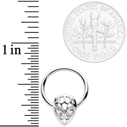 16G 3/8 Clear CZ Gem Openwork Alien Hinged Segment Ring