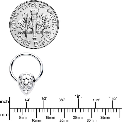 16G 3/8 Clear CZ Gem Openwork Alien Hinged Segment Ring