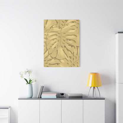 Golden Monstera Canvas Print – Botanical Wall Art