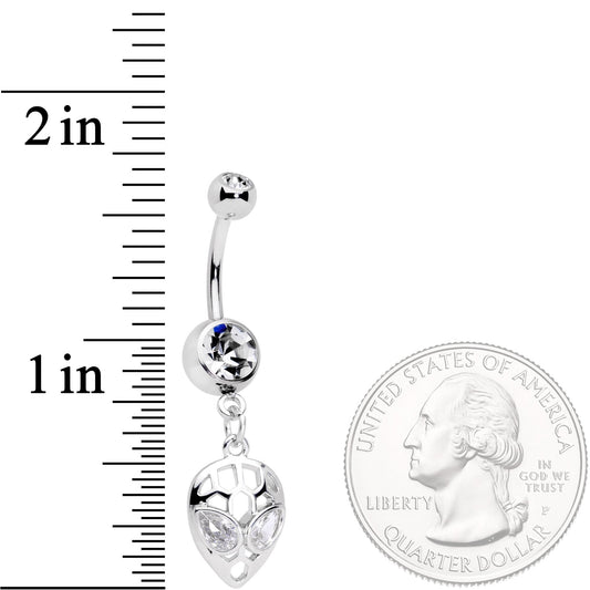 Clear Cubic Zirconia Gem Openwork Alien Dangle Belly Ring
